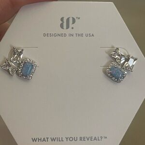 Bomb Part stud earrings.  Blue fire opal.  BP